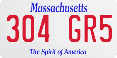 MA license plate 304GR5