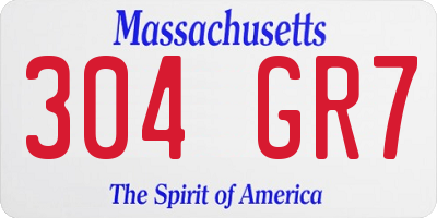 MA license plate 304GR7