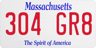 MA license plate 304GR8