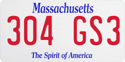 MA license plate 304GS3
