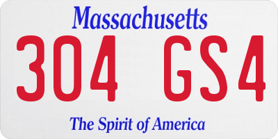 MA license plate 304GS4
