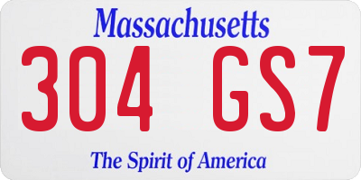 MA license plate 304GS7