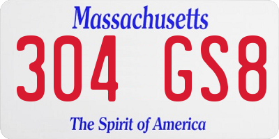 MA license plate 304GS8