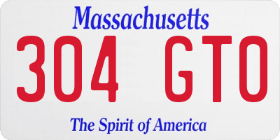 MA license plate 304GT0