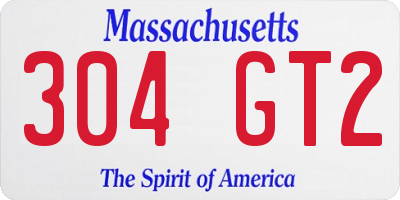 MA license plate 304GT2
