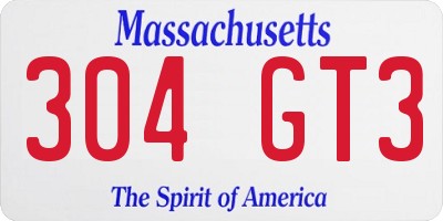 MA license plate 304GT3