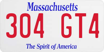 MA license plate 304GT4