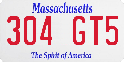 MA license plate 304GT5