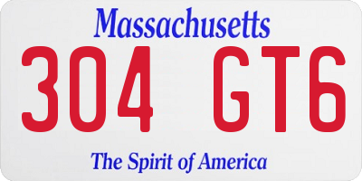 MA license plate 304GT6