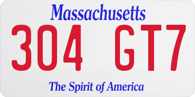 MA license plate 304GT7
