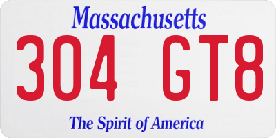 MA license plate 304GT8
