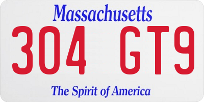 MA license plate 304GT9