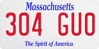 MA license plate 304GU0