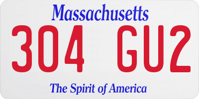 MA license plate 304GU2