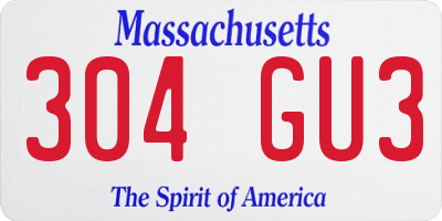 MA license plate 304GU3
