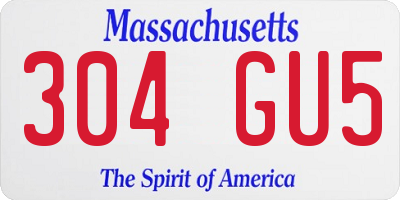 MA license plate 304GU5
