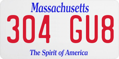 MA license plate 304GU8