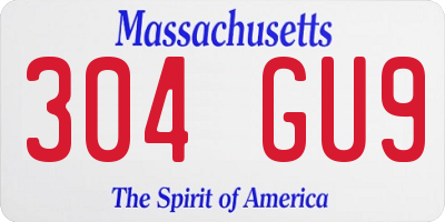 MA license plate 304GU9