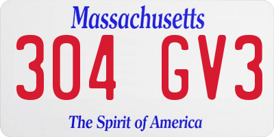 MA license plate 304GV3