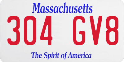 MA license plate 304GV8