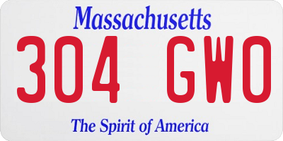 MA license plate 304GW0