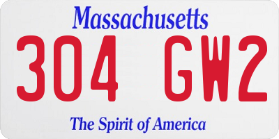 MA license plate 304GW2