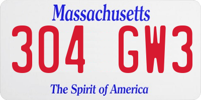 MA license plate 304GW3