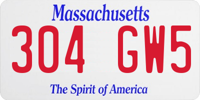 MA license plate 304GW5