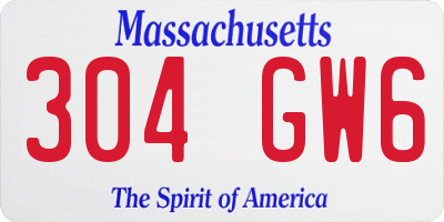 MA license plate 304GW6