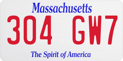 MA license plate 304GW7