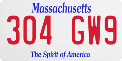 MA license plate 304GW9