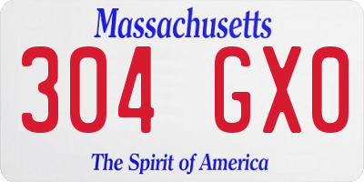 MA license plate 304GX0