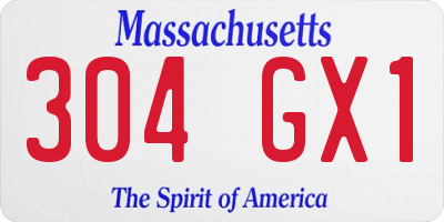 MA license plate 304GX1