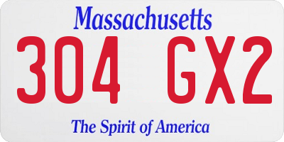 MA license plate 304GX2