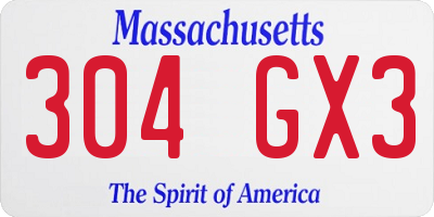 MA license plate 304GX3