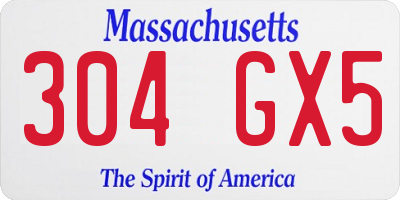 MA license plate 304GX5