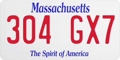 MA license plate 304GX7