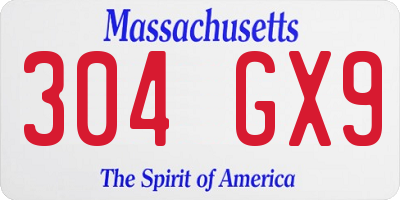 MA license plate 304GX9