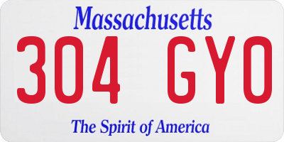 MA license plate 304GY0