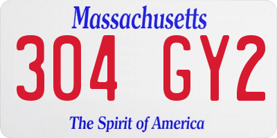 MA license plate 304GY2