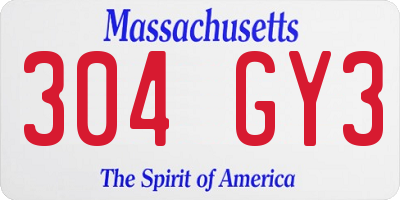MA license plate 304GY3