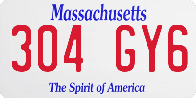 MA license plate 304GY6