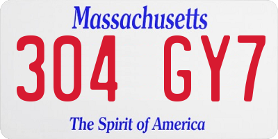 MA license plate 304GY7