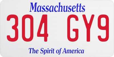 MA license plate 304GY9