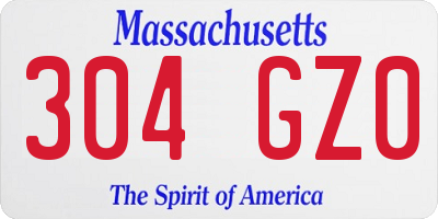 MA license plate 304GZ0