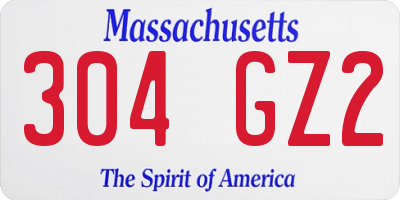 MA license plate 304GZ2