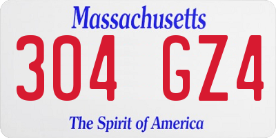 MA license plate 304GZ4