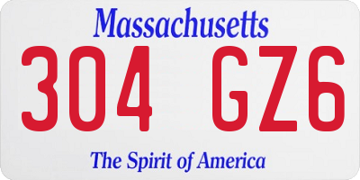 MA license plate 304GZ6