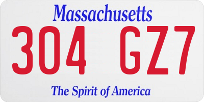 MA license plate 304GZ7