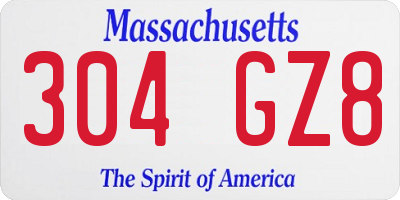 MA license plate 304GZ8